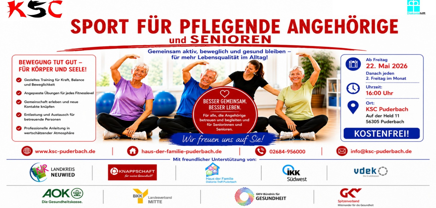 Sport f&uuml;r pflegende Angeh&ouml;rige - Kostenfrei